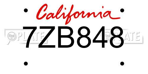 7ZB848 California License Plate