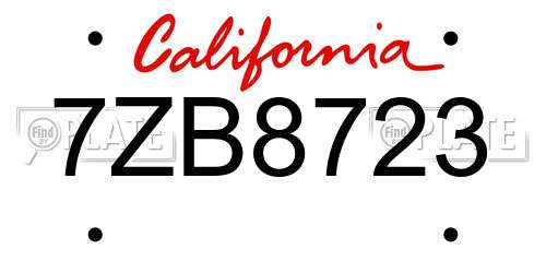 7ZB8723 California License Plate