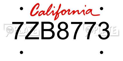 7ZB8773 California License Plate
