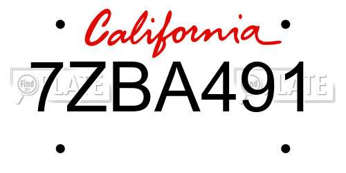 7ZBA491 California License Plate
