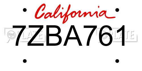 7ZBA761 California License Plate