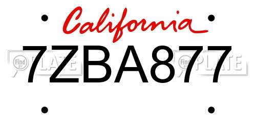 7ZBA877 California License Plate