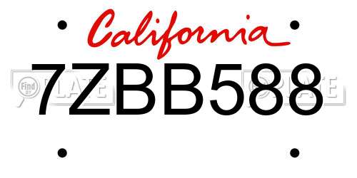 7ZBB588 California License Plate