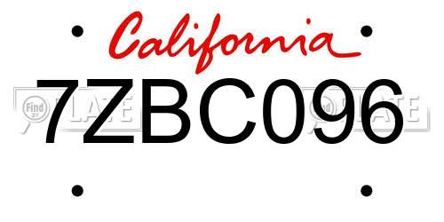 7ZBC096 California License Plate