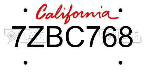 7ZBC768 California License Plate