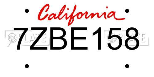 7ZBE158 California License Plate
