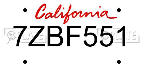 7ZBF551 California License Plate