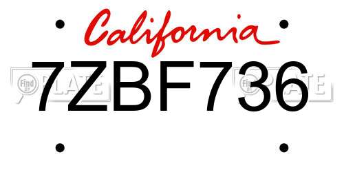 7ZBF736 California License Plate