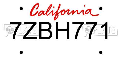 7ZBH771 California License Plate