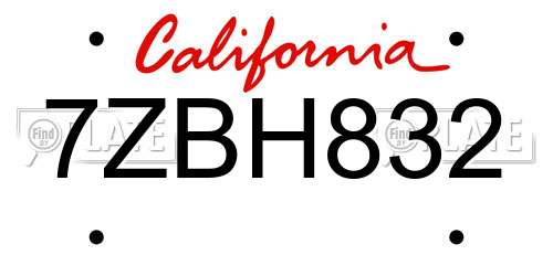 7ZBH832 California License Plate