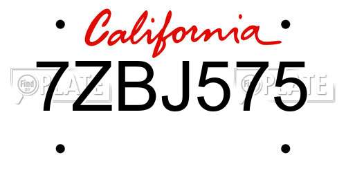 7ZBJ575 California License Plate