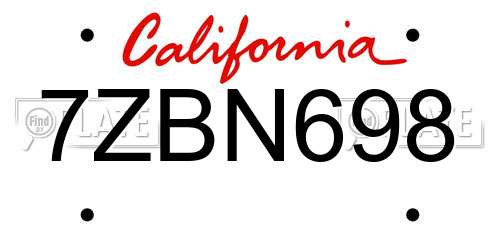 7ZBN698 California License Plate
