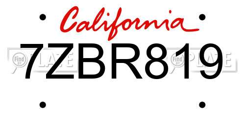 7ZBR819 California License Plate