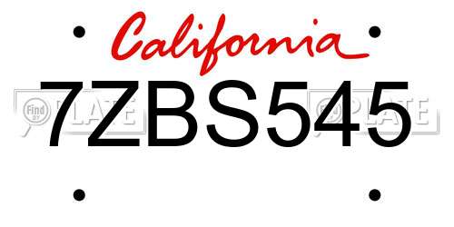 7ZBS545 California License Plate