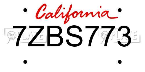 7ZBS773 California License Plate