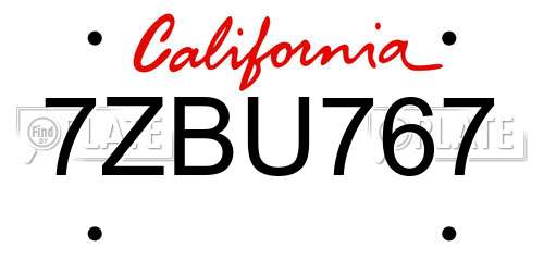 7ZBU767 California License Plate