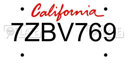 7ZBV769 California License Plate