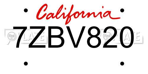 7ZBV820 California License Plate