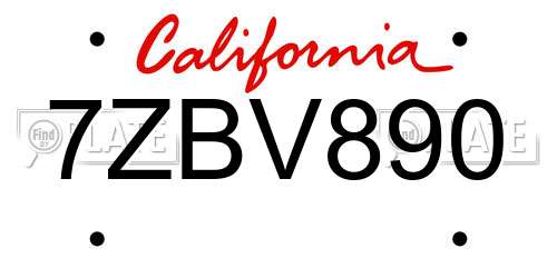 7ZBV890 California License Plate