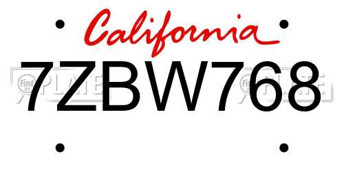 7ZBW768 California License Plate