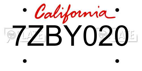 7ZBY020 California License Plate