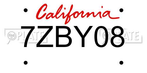 7ZBY08 California License Plate
