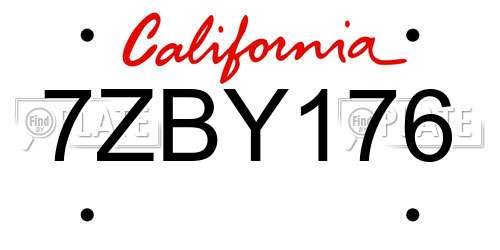 7ZBY176 California License Plate