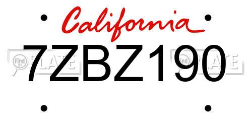 7ZBZ190 California License Plate