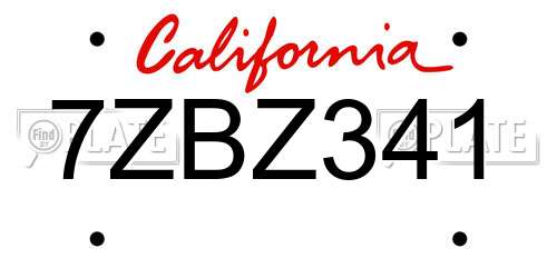 7ZBZ341 California License Plate