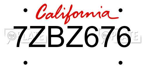 7ZBZ676 California License Plate
