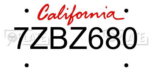 7ZBZ680 California License Plate