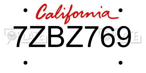 7ZBZ769 California License Plate
