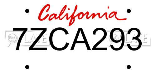 7ZCA293 California License Plate
