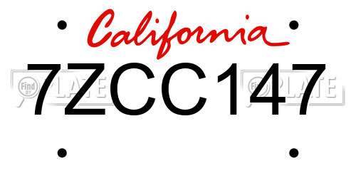 7ZCC147 California License Plate
