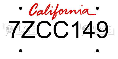 7ZCC149 California License Plate