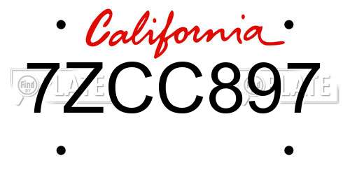 7ZCC897 California License Plate
