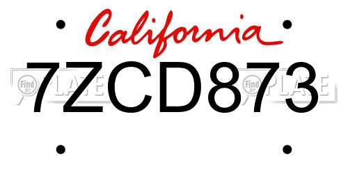 7ZCD873 California License Plate