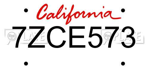 7ZCE573 California License Plate