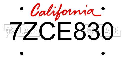 7ZCE830 California License Plate
