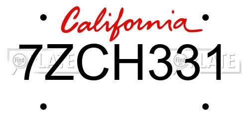 7ZCH331 California License Plate
