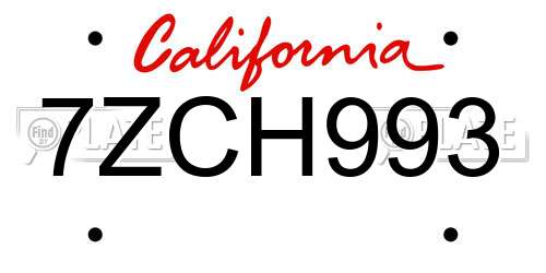 7ZCH993 California License Plate