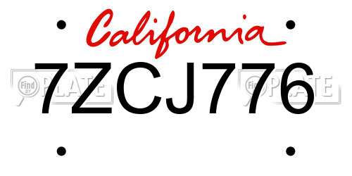 7ZCJ776 California License Plate