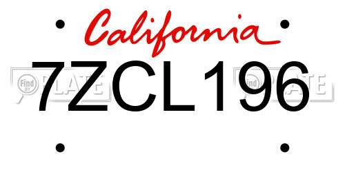 7ZCL196 California License Plate
