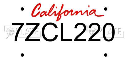 7ZCL220 California License Plate