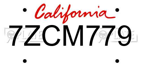 7ZCM779 California License Plate