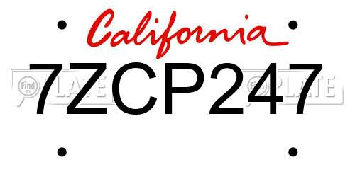 7ZCP247 California License Plate