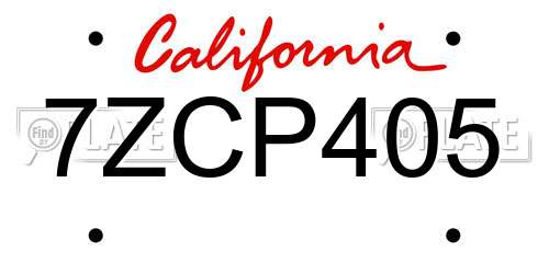7ZCP405 California License Plate