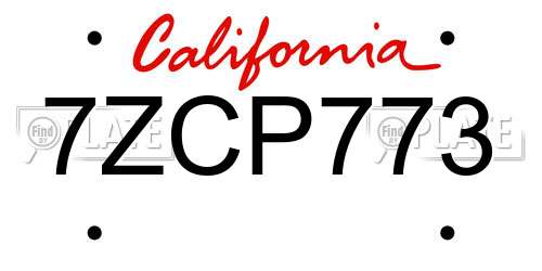 7ZCP773 California License Plate