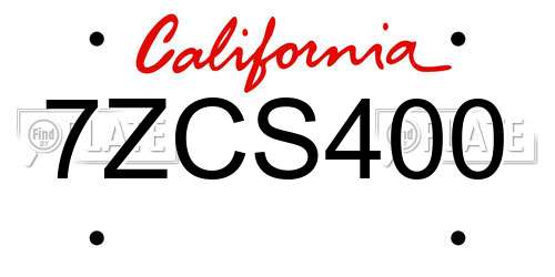 7ZCS400 California License Plate