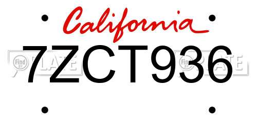 7ZCT936 California License Plate